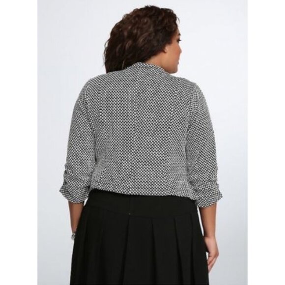 Torrid Women's Black Beige Checkered Print Knit Moto Zip Jacket Size XLarge (1) - Picture 5 of 12